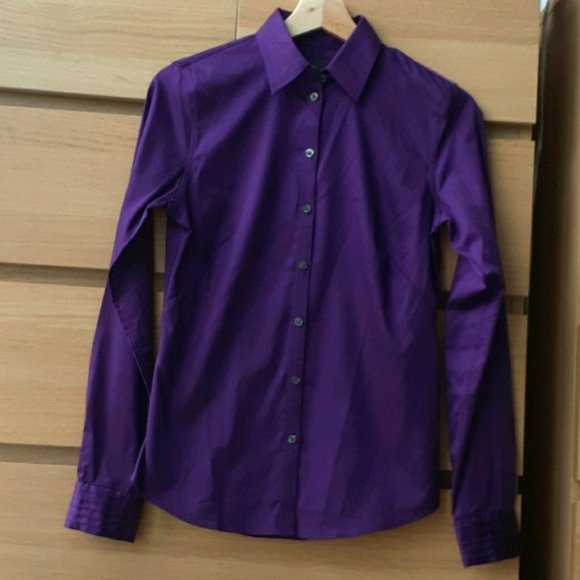 Banana Republic Cotton Collared Long Sleeve Dress Shirt Purple Size 2 - Picture 1 of 5